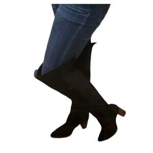 Crown Vintage Emira 2 black over the knee 3 in heel pointed toe boot, size 8.5